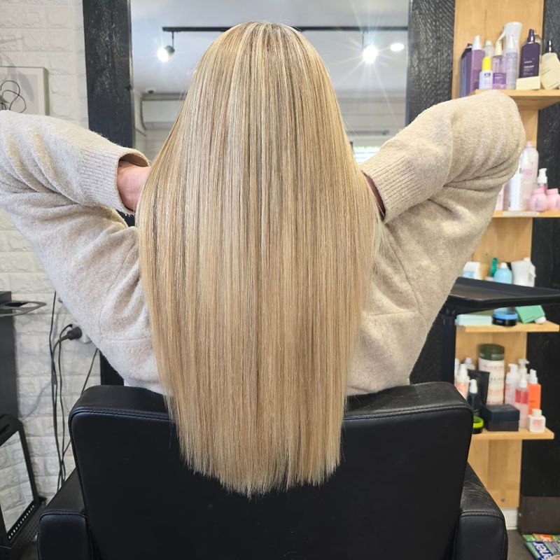 Blonde keratin smoothing treatment result at Studio 15 Waipapa