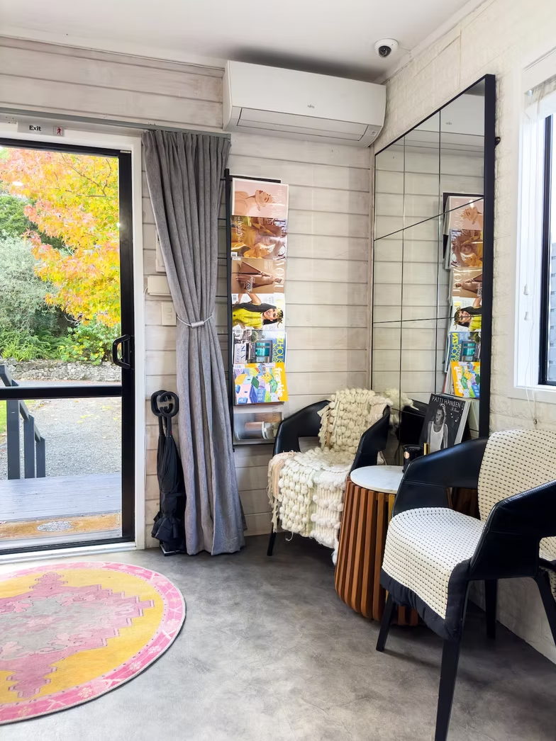 Comfortable waiting area at Studio 15 boutique hair salon Waipapa
